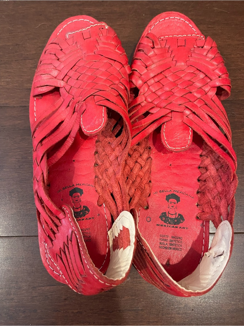 red mexican woven huaraches sandals nwot